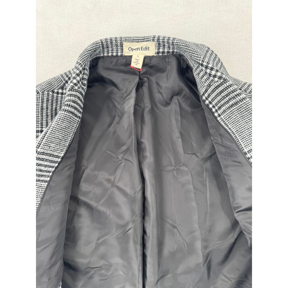 Nordstrom Open Edit Mens Glen Plaid Coat Black White Check Overcoat Large NWOT - Picture 6 of 11